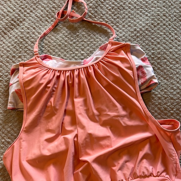 Coral and White Tankini - Picture 2 of 7